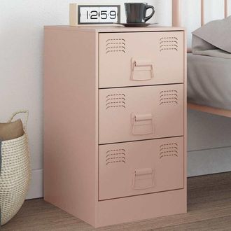 vidaXL Mesita De Noche Acero Rosa 34,5x39x62 Cm Vidaxl