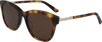 Calvin Klein Stijlvolle Zonnebril - Dames - Zonnebrillen - Bruin - 55 MM - Accessoires