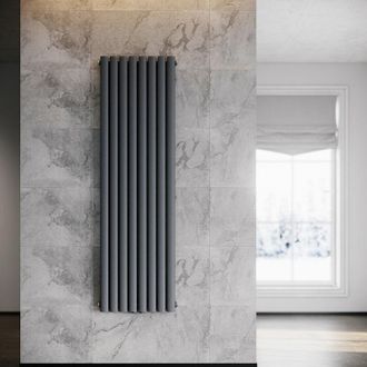 Sonni Sonni Radiador De Vertical Antracita Ovalado Radiador Centro Conexi&oacute;n Doble Capa 1600x475mm