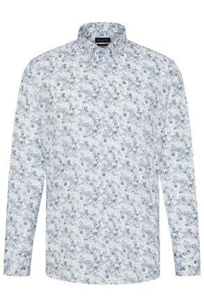 Bugatti Langarmhemd BUGATTI, Herren, Gr. 3XL, Normalgr&ouml;ssen, gr&uuml;n (mint), 100% Baumwolle, gebl&uuml;mt, normal, eckige 2-Knopf-Manschette, Hemden Langarmhemd, mit 