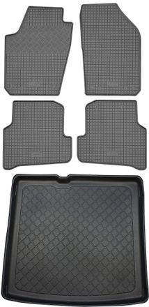 OEM Skoda Fabia Iii Nj Kombi (5 Puertas) Desde 01.2015 Set - Alfombrillas De Goma Para Coche + Alfombrilla Para Maletero