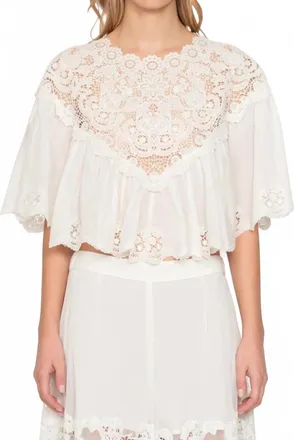 Sea New York Sofia Embroidery Top In Cream