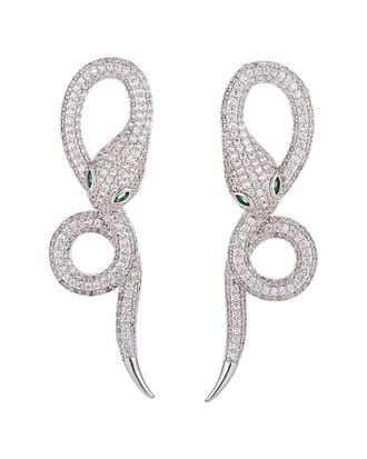 Eyecandy LA Eye Candy La Silver Snake Cz Crystal Drop Earring