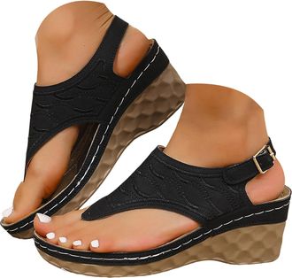 Generic Orthopedic Wedges for Women Platform Sandals Wedge Heels for Women Dressy Summer 2026 Walking Sandals Women Comfortable Slip on Beach Vacation Shoes A