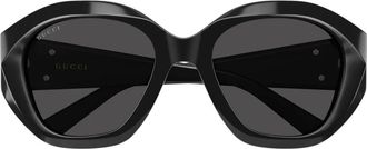 Gucci Ovale Zonnebril - Dames - Zonnebrillen - Zwart - 56 MM - Accessoires