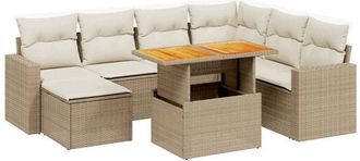 vidaXL Vidaxl - Juego De Sof&aacute;s De Jard&iacute;n Con Cojines Beige 8 Pzas Rat&aacute;n Pe