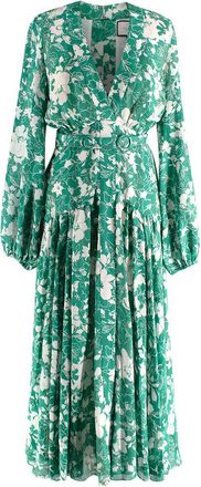 Alexis Green Floral Midi Dress Size XS