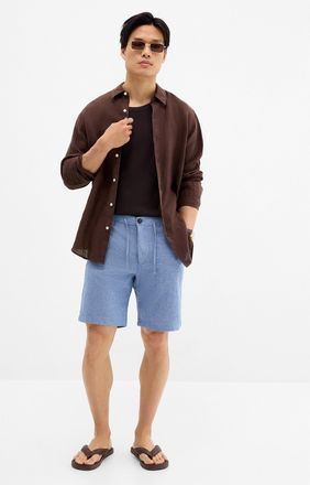 Selected Mens Cotton-linen jacquard Bermuda Shorts