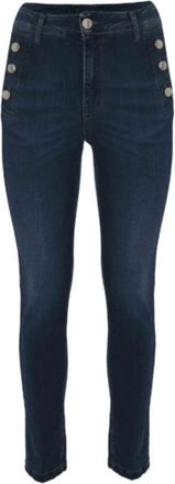 Kocca Klassieke Skinny Jeans met Decoratieve Knopen - Dames - Skinny Jeans - Blauw - W30 - Katoen - Jeans