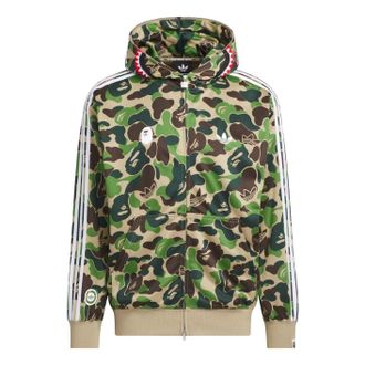 adidas x Bape Shark Track Hoodie Jacket Asia Sizing Crew Green KF4916