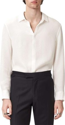 John Varvatos Vito Silk Jacquard Button-Up Shirt in White at Nordstrom, Size X-Large