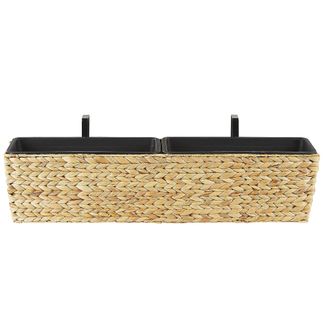 Beliani Maceta Beige Arena Con Tejido De Jacinto De Agua Rectangular 80 X 20 Cm Con Agujeros De Drenaje Kawala