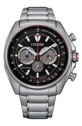 Citizen Eco Drive Chronograph Stainless Steel Bracelet Watch, 44mm in Silver at Nordstrom Rack