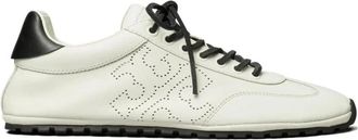 Tory Burch Perforated Logo Leren Sneakers - Dames - Sneakers - Wit - 41 EU - Leer - Schoenen