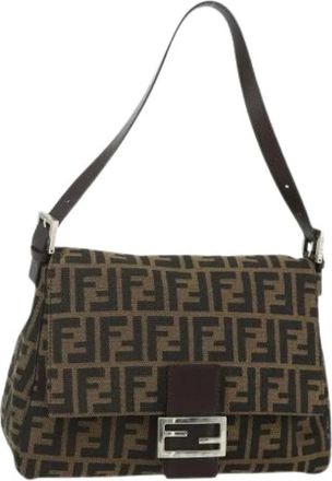Fendi Pre-owned Shoulder Bags, female, Brown, Size: ONE SIZE Pre-owned Vintage Zucca Shoulder Bag