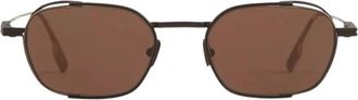 Ermenegildo Zegna Ez 0296 Metal Zonnebril - Heren - Zonnebrillen - Bruin - ONE Size - Accessoires