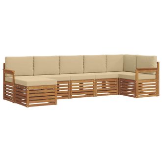 vidaXL Conjunto De Sof&aacute; Seccional Con Coj&iacute;n 7 Pcs Natural Y Beige Vidaxl