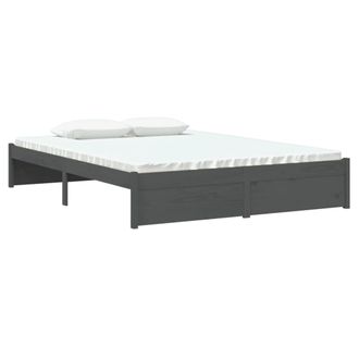 vidaXL Giroletto Grigio In Legno Massello 135x190 Cm Double - Vidaxl