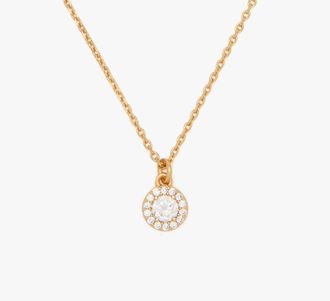 Kate Spade New York Womens Youre A Gem Pave Halo Pendant Necklace in Beige