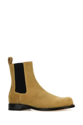 J.W.Anderson Mens Beige Suede Chelsea Ankle Boots Mustard Stivali