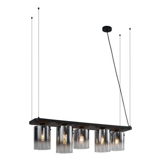 QAZQA Moderno L&aacute;mpara Colgante Moderna Negra Con Cristal Ahumado De 5 Luces - Hybrid Acero /vidrio Rectangular Adecuado Para Led Max. 5 X 15 Watt - Qazqa