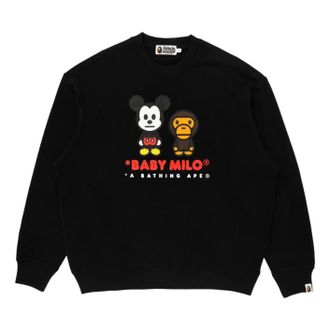 A Bathing Ape x Disney Mickey Mouse Baby Milo Relaxed Fit Crewneck Black 0ZXSWMX90113R-BLK