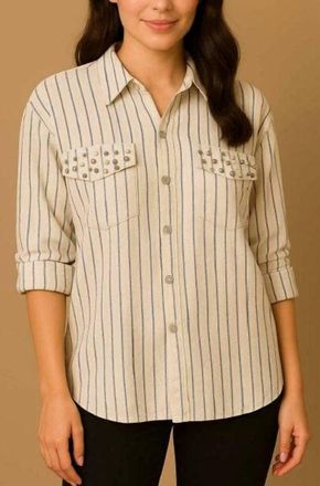 Guadalupe Design Giovanna Stripe Shirt In Blue