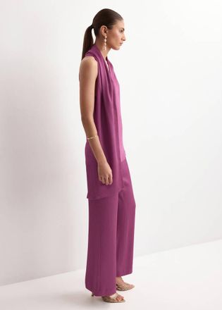 Mango Pantaloni dritti satinati viola chiaro/pastello - Donna - S - MANGO