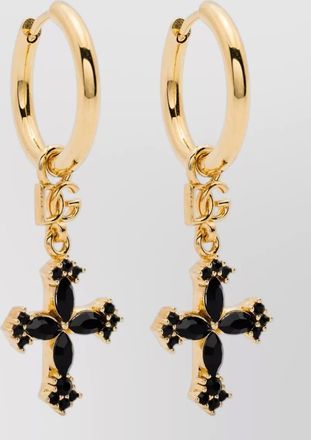 Dolce & Gabbana rhinestone cross hoop earrings