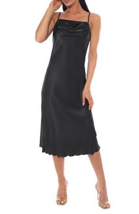 Bebe Lace Trim Satin Slipdress in Black at Nordstrom Rack, Size X-Small