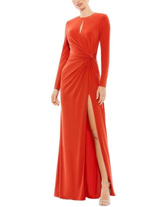 Mac Duggal Long Sleeve Keyhole Draped Gown