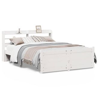 Berkfield Home Bed Frame with Headboard without Mattress White 135x190 cm Double