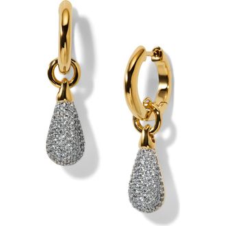 Nadri Gemini Pav&eacute; Huggie Hoop Drop Earrings in Gold at Nordstrom
