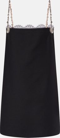Valentino Crepe Couture embellished lace-trimmed minidress