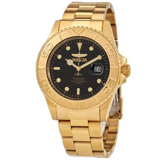 Invicta Pro Diver Quartz Black Dial Yellow Gold-tone Mens Watch 29946