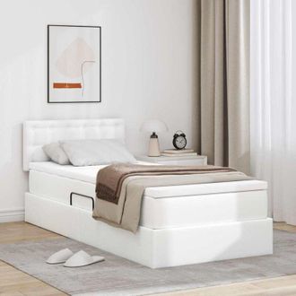 vidaXL vidaXL Letto con contenitore e materasso Bianco Puro 90 x 190 cm