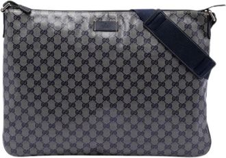Gucci Pre-owned Canvas Crossbody Bag - unisex - Vintage Schoudertas - Blauw - ONE Size - Leer - Vintage