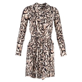 Diane Von F&uuml;rstenberg Taya Leopard Drawstring Shirtdress in Animal Print Silk