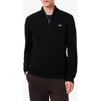 Lacoste Regular Fit Quarter Zip Sweater in Noir at Nordstrom, Size 8
