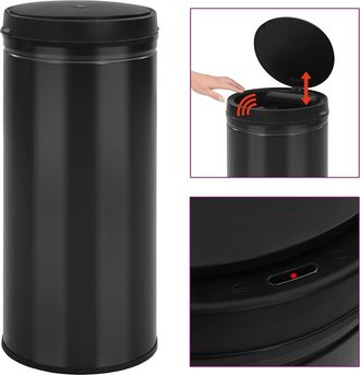 vidaXL Vidaxl - Cubo De Basura Con Sensor Autom&aacute;tico 80l Acero Al Carbono Negro