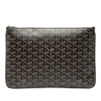 Goyard Brown White Pvc Clutch Bag (Pre-Owned)