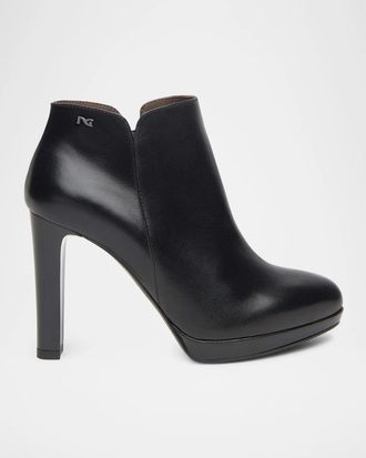 Nero Giardini Leather Block-Heel Ankle Booties