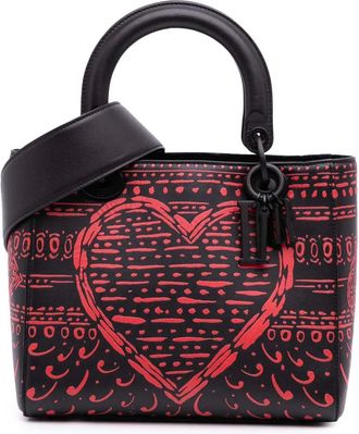 Dior Borsa a tracolla Lady Dior Clover piccola in pelle di vitello con stampa a cuore 2018 - Nero