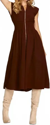 She + Sky Annabelle Corduroy Dress In Wine
