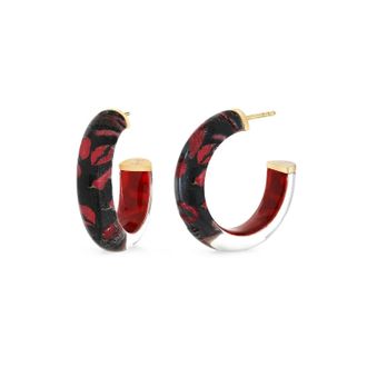 Gold & Honey Womens Feeling Spicy Illusion Hoop Earrings In Red