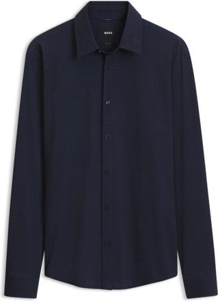 BOSS Slim-fit shirt in printed performance-stretch jersey
