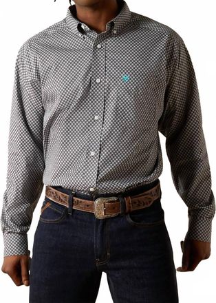 Ariat Mens Wrinkle Free Caleb Classic Fit Shirt In Dark Grey