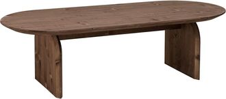 Deco Wood Mesa de centro ovalada de madera maciza en tono nogal de 100x35cm