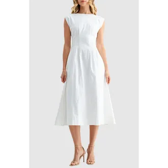 Mila Mae Cinched Midi Dress in White at Nordstrom Rack, Size Medium