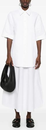 Jil Sander Womens White Pleated Wide Shirt Cotton - Size EU 38 (Womens)